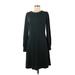 Ann Taylor LOFT Casual Dress - A-Line High Neck Long sleeves: Black Solid Dresses - Women's Size 6