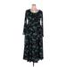 Lularoe Casual Dress - Midi Scoop Neck Long sleeves: Blue Floral Dresses - Women's Size 2X