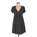 Aeropostale Casual Dress - A-Line Plunge Short sleeves: Black Dresses - Women's Size Large