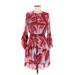 FARM Rio Casual Dress High Neck 3/4 sleeves: Red Dresses - Women's Size X-Small