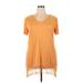 Avenue Casual Dress - Mini V-Neck Short sleeves: Orange Print Dresses - Women's Size 18 Plus