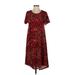 Lularoe Casual Dress - Midi: Burgundy Damask Dresses - Women's Size Small