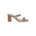 Steve Madden Heels: Slip-on Chunky Heel Casual Tan Print Shoes - Women's Size 6 - Open Toe