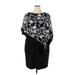 Roz & Ali Casual Dress - Shift High Neck Short sleeves: Black Color Block Dresses - Women's Size 18