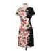 Wisp Casual Dress - Sheath Crew Neck Short sleeves: Black Floral Dresses - Women's Size 4