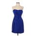 J.Crew Collection Cocktail Dress - Party Strapless Sleeveless: Blue Print Dresses - Women's Size 00 Petite