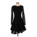 H&M Cocktail Dress - Party Crew Neck Long sleeves: Black Print Dresses - Women's Size 4