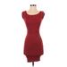 Arden B. Casual Dress - Bodycon Scoop Neck Short sleeves: Burgundy Solid Dresses - Women's Size X-Small