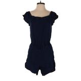Banana Republic Factory Store Romper Scoop Neck Short Sleeve: Blue Rompers - Women's Size X-Small