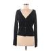 Max Studio Silk Cardigan Sweater: Black Color Block Sweaters & Sweatshirts - Women's Size Medium