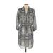 Vince Camuto Casual Dress - Shirtdress: Gray Paisley Dresses - Women's Size 10