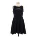 Carmen Carmen Marc Valvo Casual Dress - Mini Crew Neck Sleeveless: Black Print Dresses - Women's Size Medium