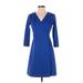 Ann Taylor Factory Cocktail Dress - A-Line: Blue Solid Dresses - Women's Size 2