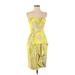 Lela Rose Cocktail Dress - Sheath Strapless Sleeveless: Yellow Dresses - Women's Size 2