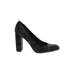 Nine West Heels: Slip On Chunky Heel Cocktail Party Black Solid Shoes - Women's Size 9 1/2 - Round Toe