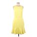 Ann Taylor Casual Dress - Sheath High Neck Sleeveless: Yellow Solid Dresses - Women's Size 8