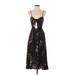 Charlie Holiday. Casual Dress - A-Line Plunge Sleeveless: Black Floral Dresses - Women's Size 4