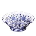 YOtat Blue and White Hollow Ceramic Tall Fruit Plate Jingdezhen Porcelain Basket Candy Plate Chinese Style Modern (Color : Blue, Size : 29X11Cm) (Blue 29X11Cm) (Blue 29X11Cm)