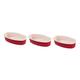 TOPBATHY 3 Pcs Baking Mold Food Molds Oval Baking Pasta Plate Cheese Mold Bread Tray Round Bread Pan Ceramic Oven Tray Cake Baking Mould Carbon Steel Baking Tools Red Nonstick