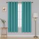 APEX FURNISHINGS Dim Out Eyelet Curtain 2 panel 90x54 Inches Turquoise – Soft Thermal Blackout Curtains for Bedroom Living Room with Tie Backs
