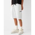 Bershka Plush Cargo Bermuda Shorts Men M White