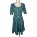 Lularoe Dresses | Lularoe Nicole Fit & Flare Dress Green Floral Scoop Neck Spring Medium | Color: Green | Size: M