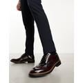 Base London Woburn Hi-Shine Brogue Shoe in Wine-Red