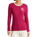 Ralph Lauren Sweaters | Lauren Ralph Lauren Pink Contrast Trim Cable Knit Sweater | Color: Pink/White | Size: L