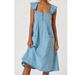 Anthropologie Dresses | Anthropologie Pilcro Flutter Sleeve Denim Midi Dress, Size Xs | Color: Blue | Size: Xs