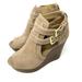 Michael Kors Shoes | Michael Kors Blaze Wedge Suede Sandals Peep Toe Buckle Women's Size 9 | Color: Brown/Tan | Size: 9