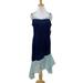 Anthropologie Dresses | Anthropologie Slip Dress Womens 6 Navy Lace Trimmed Satin Back Zip Shelf Bra | Color: Blue | Size: 6