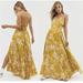 Free People Dresses | Free People Lille Maxi Dress Yellow Hawaii Honey Floral Print Slit Open Back Xs | Color: White/Yellow | Size: Xs