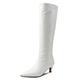 Women's Knee High Boots Ladies Low Heel Winter Pointed Toe Shoes Snow Shoes Non-Slip Warm Fur Lined Boots Leather Ankle Boots Biker High Calf Boots (White 3 UK)