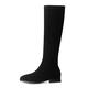 Women's Knee High Boots Ladies Low Heel Winter Pointed Toe Shoes Snow Shoes Non-Slip Warm Fur Lined Boots Leather Ankle Boots Biker High Calf Boots (Black 2 3 UK)