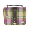 Mucros Weavers Ladies Handbag - Fiona Style - Wool & PU Leather - Made in Ireland, Purple Moss Tartan, One Size