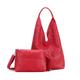 ITALYSHOP24 OBC Women's Bag XXL Set 2-in-1 Shopper Hobo Bag Shoulder Bag Cross Over Body Bag Shoulder Bag Handbag Leather Look, Red V1, ca.: 40x57(mit Henkel)x11 (BxHxT)