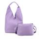 ITALYSHOP24 OBC Women's Bag XXL Set 2-in-1 Shopper Hobo Bag Shoulder Bag Cross Over Body Bag Shoulder Bag Handbag Leather Look, Lilac V2, ca.: 40x57(mit Henkel)x11 (BxHxT)