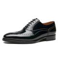 BEAU TODAY Wingtip Oxfords Shoes for Men,Brogue Dress Oxford Shoes for Men，Leather Formal Classic Lace Up Church Shoes for Casual Business, Black, 6.5 UK