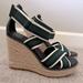 Tory Burch Shoes | *New* Tory Burch Strappy Wedge Sandals Sz 7.5 | Color: Blue/Green | Size: 7.5