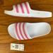 Adidas Shoes | Adidas Slides Women’s 6 White Pink Adilette Aqua Sandals Casualwear Footwear New | Color: Pink/White | Size: 6