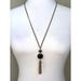 J. Crew Jewelry | J. Crew Gold Tone Black Crystal Cut Stone Tassel Pendant Necklace Euc | Color: Black/Gold | Size: Os