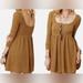 Free People Dresses | Free People Day & Night Gold Metallic Long Sleeve Babydoll Mini Dress Women’s S | Color: Gold | Size: S