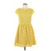 Kensie Casual Dress - Mini Scoop Neck Short sleeves: Yellow Dresses - Women's Size Medium