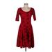 Lularoe Casual Dress - Fit & Flare: Red Hearts Dresses - Women's Size Medium