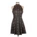 BB Dakota Casual Dress - A-Line High Neck Sleeveless: Brown Dresses - Women's Size 6