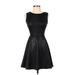 Aqua Casual Dress - A-Line: Black Solid Dresses - Women's Size Small