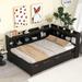 Multifunctional Design Full Size Daybed with L-shaped Bookcases, Drawers