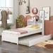 Twin Wood Platform Bed with Trundle, Versatile Platform Bed with Storage Headboard, Solid Wood Bedframe for Living Room Bedroom