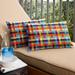 Sorra Home Sunbrella Multi-Colored Check Indoor/Outdoor Knife Edge Lumbar Pillows (Set of 2)