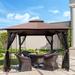 10x10 Outdoor Patio Gazebo Canopy Tent With Ventilated Double Roof And Mosquito net ,Detachable Mesh Screen On All Sides
